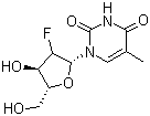 structure of CAS# 2923-73-1, 2'-Fluoro-2'-deoxythymidine;2'-Fluorothymidine