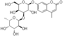 7-[[3-O-(6-Deoxy-alpha-L-galactopyranosyl)-beta-D-galactopyranosyl]oxy]-4-methyl-2H-1-benzopyran-2-one molecular structure (CAS 296776-06-2)
