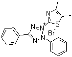 结构式 CAS# 298-93-1, 噻唑兰; 溴化噻唑蓝四氮唑; 3-(4,5-二甲基-2-噻唑基)-2,5-二苯基-2H-四氮唑鎓溴化物