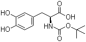 structure of CAS# 30033-24-0, N-(tert-Butoxycarbonyl)-3,4-dihydroxy-L-phenylalanine;N-(tert-Butyloxycarbonyl)-L-dopa; N-(tert-Buloxycarbonyl)-3-hydroxy-L-tyrosine