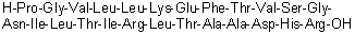 L-脯氨酰甘氨酰-L-缬氨酰-L-亮氨酰-L-亮氨酰-L-赖氨酰-L-alpha-谷氨酰-L-苯丙氨酰-L-苏氨酰-L-缬氨酰-L-丝氨酰甘氨酰-L-天冬氨酰胺酰-L-异亮氨酰-L-亮氨酰-L-苏氨酰-L-异亮氨酰-L-精氨酰-L-亮氨酰-L-苏氨酰-L-丙氨酰-L-丙氨酰-L-alpha-天冬氨酰-L-组氨酰-L-精氨酸分子结构 (CAS 302897-83-2)