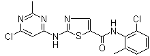 structure of CAS# 302964-08-5, N-(2-Chloro-6-methylphenyl)-2-[(6-chloro-2-methyl-4-pyrimidinyl)amino]-5-thiazolecarboxamide