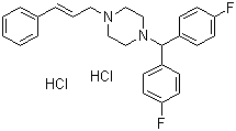 structure of CAS# 30484-77-6, Flunarizine dihydrochloride;1-[Bis(4-fluorophenyl)methyl]-4-(3-phenyl-2-propenyl)piperazine dihydrochloride