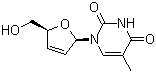 structure of CAS# 3056-17-5, Stavudine;2',3'-Didehydro-3'-deoxythymidine; 3'-Deoxythymidin-2'-ene; 3'-Deoxy-2',3'-didehydrothymidine
