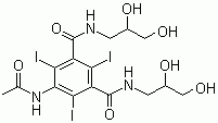 结构式 CAS# 31127-80-7, 5-(乙酰氨基)-N,N'-双(2,3-二羟基丙基)-2,4,6-三碘-1,3-苯二甲酰胺