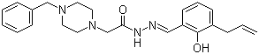结构式 CAS# 315183-21-2, PAC 1; 4-(苯基甲基)-1-哌嗪乙酸 2-[[2-羟基-3-(2-烯丙-1-基)苯基]亚甲基]酰肼