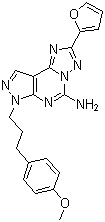 structure of CAS# 316173-57-6, SCH 442416;2-(2-Furanyl)-7-[3-(4-methoxyphenyl)propyl]-7H-pyrazolo[4,3-e][1,2,4]triazolo[1,5-c]pyrimidin-5-amine; 5-Amino-7-(3-(4-methoxyphenyl)propyl)-2-(2-furyl)pyrazolo[4,3-e]-1,2,4-triazolo[1,5-c]pyrimidine