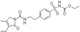 structure of CAS# 318515-70-7, [[4-[2-[[(3-Ethyl-2,5-dihydro-4-methyl-2-oxo-1H-pyrrol-1-yl)carbonyl]amino]ethyl]phenyl]sulfonyl]-carbamic acid ethyl ester;ethyl N-[4-[2-[(4-ethyl-3-methyl-5-oxo-2H-pyrrole-1-carbonyl)amino]ethyl]phenyl]sulfonylcarbamate