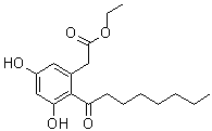 structure of CAS# 321661-62-5, 3,5-Dihydroxy-2-(1-oxooctyl)benzeneacetic acid ethyl ester;Cytosporone B; Dothiorelone G