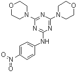 structure of CAS# 326914-06-1, 4,6-Di-4-morpholinyl-N-(4-nitrophenyl)-1,3,5-triazin-2-amine;MHY 1485
