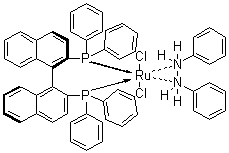 Dichloro[(S)-(-)-2,2'-bis(diphenylphosphino)-1,1'-binaphthyl][(1S,2S)-(-)-1,2-diphenylethylenediamine]ruthenium(II) molecular structure (CAS 329736-05-2)