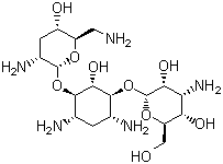 结构式 CAS# 32986-56-4, 妥布霉素; 托布霉素; O-3-氨基-3-脱氧-alpha-O-葡吡喃糖基-(1→6)-O-[2,6-二氨基-2,3,6-三脱氧-alpha-D-核-己吡喃糖基-(1→4)]-2-脱氧-D-链霉胺