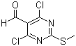 structure of CAS# 33097-11-9, 4,6-Dichloro-2-methylsulfanylpyrimidine-5-carbaldehyde