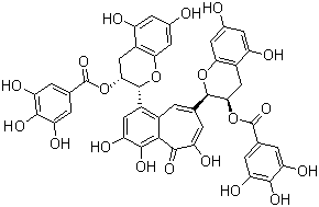 structure of CAS# 33377-72-9, Theaflavine-3,3'-digallate;Theaflavine bisgallate; 3,4,5-Trihydroxybenzoic acid diester with 1,8-bis(3,4-dihydro-3,5,7-trihydroxy-2H-1-benzopyran-2-yl)-3,4,6-trihydroxy-5H-benzocyclohepten-5-one; Theaflavin digallate