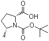 结构式 CAS# 334769-80-1, (2S,5S)-N-Boc-5-甲基吡咯烷-2-甲酸; (2S,5S)-N-叔丁氧羰基-5-甲基吡咯烷-2-甲酸