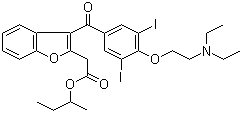 (2S)-Butan-2-yl 2-(3-[4-[2-(diethylamino)ethoxy]-3,5-diiodobenzoyl]-1-benzofuran-2-yl)acetate molecular structure (CAS 335148-45-3)