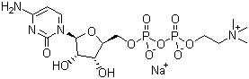 structure of CAS# 33818-15-4, Citicoline sodium;Cytidine 5'-(trihydrogen diphosphate) P'-[2-(trimethylammonio)ethyl] ester inner salt monosodium salt