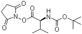 结构式 CAS# 3392-12-9, Boc-L-缬氨酸羟基琥珀酰亚胺酯; N-叔丁氧羰基-L-缬氨酸羟基琥珀酰亚胺酯