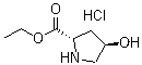 结构式 CAS# 33996-30-4, (2S,4R)-4-羟基吡咯烷-2-甲酸乙酯盐酸盐