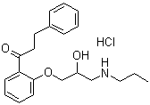 structure of CAS# 34183-22-7, Propafenone hydrochloride;1-[2-[2-hydroxy-3-(propylamino)propoxy]phenyl]-3-phenylpropan-1-one hydrochloride