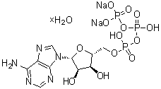 结构式 CAS# 34369-07-8, 三磷酸腺苷二钠盐水合物; 腺苷 5'-三磷酸二钠盐水合物