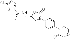 structure of CAS# 366789-02-8, Rivaroxaban;5-Chloro-N-(((5S)-2-oxo-3-(4-(3-oxomorpholin-4-yl)phenyl)-1,3-oxazolidin-5-yl)methyl)thiophene-2-carboxamide
