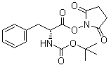 叔丁氧羰基-D-苯丙氨酸 N-羟基丁二酰亚胺酯分子结构 (CAS 3674-18-8)