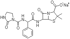 structure of CAS# 37091-65-9, Azlocillin sodium;Sodium [2S-[2a,5a,6b(S*)]]-3,3-dimethyl-7-oxo-6-[[[[(2-oxoimidazolidin-1-yl)carbonyl]amino]phenylacetyl]amino]-4-thia-1-azabicyclo[3.2.0]heptane-2-carboxylate; D-alpha-([Imidazolidin-2-on-1-yl]carbonylamino)benzylpenicillin