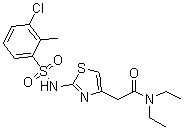 结构式 CAS# 376638-65-2, 2-[2-[[(3-氯-2-甲基苯基)磺酰基]氨基]-1,3-噻唑-4-基]-N,N-二乙基乙酰胺