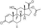 structure of CAS# 3801-06-7, Eflone;Fluorometholone acetate; 9-Fluoro-11b,17-dihydroxy-6a-methylpregna-1,4-diene-3,20-dione 17-acetate