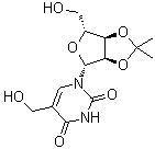 结构式 CAS# 3816-77-1, 5-(羟甲基)-2',3'-O-(异丙亚基)尿苷