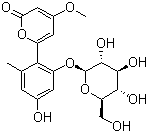 structure of CAS# 38412-46-3, Aloenin;Aloearbonaside; 6-[2-(beta-D-Glucopyranosyloxy)-4-hydroxy-6-methylphenyl]-4-methoxy-2H-pyran-2-one; Aloenin A