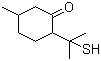 structure of CAS# 38462-22-5, 8-Mercaptomenthone;p-Mentha-8-thiol-3-one; 2-(1-Mercapto-1-methylethyl)-5-methylcyclohexan-1-one