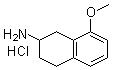 structure of CAS# 3880-76-0, 1,2,3,4-Tetrahydro-8-methoxy-2-naphthalenamine hydrochloride;2-Amino-8-methoxytetralin hydrochloride; 8-Methoxy-2-amino-1,2,3,4-tetrahydronaphthalene hydrochloride; 8-Methoxy-2-aminotetralin hydrochloride