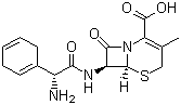 结构式 CAS# 38821-53-3, 头孢拉定; (6R,7R)-7-[(R)-2-氨基-2-(1,4-环己二烯基)乙酰氨基]-3-甲基-8-氧代-5-硫杂-1-氮杂双环[4.2.0]辛-2-烯-2-甲酸