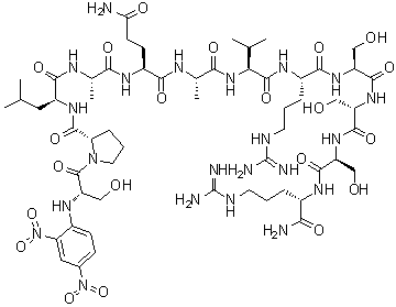 N-(2,4-Dinitrophenyl)-L-seryl-L-prolyl-L-leucyl-L-alanyl-L-glutaminyl-L-alanyl-L-valyl-L-arginyl-L-seryl-L-seryl-L-seryl-L-argininamide molecular structure (CAS 396726-42-4)