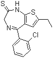 5-(2-Chlorophenyl)-7-ethyl-1,3-dihydro-2H-thieno[2,3-e]-1,4-diazepine-2-thione molecular structure (CAS 40054-40-8)