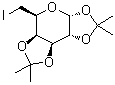 structure of CAS# 4026-28-2, 6-Deoxy-1,2:3,4-di-O-isopropylidene-6-iodo-alpha-D-galactopyranose;6-Deoxy-6-iodo-1,2:3,4-bis-O-(1-methylethylidene)-alpha-D-galactopyranose; 6-Deoxy-6-iodo-1,2:3,4-di-O-isopropylidene-alpha-D-galactopyranoside; NSC 185323