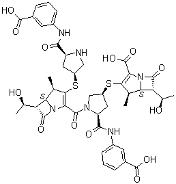 (4R,5S,6S)-3-[[(3S,5S)-5-[[(3-Carboxyphenyl)amino]carbonyl]-1-[[(4R,5S,6S)-3-[[(3S,5S)-5-[[(3-carboxyphenyl)amino]carbonyl]-3-pyrrolidinyl]thio]-6-[(1R)-1-hydroxyethyl]-4-methyl-7-oxo-1-azabicyclo[3.2.0]hept-2-en-2-yl]carbonyl]-3-pyrrolidinyl]thio]-6-[(1R)-1-hydroxyethyl]-4-methyl-7-oxo-1-azabicyclo[3.2.0]hept-2-ene-2-carboxylic acid molecular structure (CAS 402955-37-7)