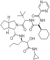 (1S,3aR,6aS)-(2S)-2-Cyclohexyl-N-(2-pyrazinylcarbonyl)glycyl-3-methyl-L-valyl-N-[(1S)-1-[2-(cyclopropylamino)-1-hydroxy-2-oxoethyl]butyl]octahydrocyclopenta[c]pyrrole-1-carboxamide molecular structure (CAS 402959-36-8)