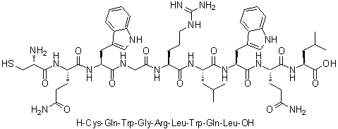 L-Cysteinyl-L-glutaminyl-L-tryptophylglycyl-L-arginyl-L-leucyl-L-tryptophyl-L-glutaminyl-L-leucine molecular structure (CAS 410074-11-2)