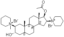 structure of CAS# 41261-71-6, Pancuronium Bromide Related Compound B;1,1'-[(2beta,3alpha,5alpha,16beta,17beta)-17-(Acetyloxy)-3-hydroxyandrostane-2,16-diyl]bis[1-methylpiperidinium]dibromide