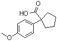 structure of CAS# 43050-28-8, 1-(4-Methoxyphenyl)cyclopentanecarboxylic acid;1-(p-Methoxyphenyl)cyclopentanecarboxylic acid; NSC 155172
