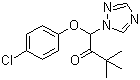 structure of CAS# 43121-43-3, Triadimefon;1-(4-Chlorophenoxy)-3,3-dimethyl-1-(1,2,4-triazol-1-yl)-2-butanone; 1-(tert-Butylcarbonyl-(4-chlorophenoxy)methyl)-1H-1,2,4-triazole