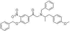 structure of CAS# 43229-66-9, 2-[[2-(4-Methoxyphenyl)-1-methylethyl](phenylmethyl)amino]-1-[3-nitro-4-(phenylmethoxy)phenyl]ethanone
