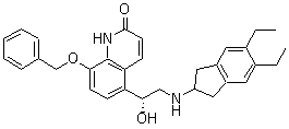 (R)-5-[2-[(5,6-二乙基-2,3-二氢-1H-茚-2-基)氨基]-1-羟基乙基]-8-(苄氧基)-2(1H)-喹啉酮分子结构 (CAS 435273-75-9)