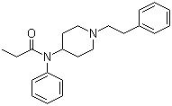 structure of CAS# 437-38-7, N-Phenyl-N-[1-(2-phenylethyl)-4-piperidinyl]propanamide;N-(1-Phenethyl-4-piperidyl)propionanilide; 1-Phenethyl-4-(N-phenylpropionamido)piperidine; 1-Phenethyl-4-N-propionylanilinopiperidine; Abstral; Durogesic; Durogesic D-Trans; Durotep MT; Fentora; N-(1-Phenethylpiperidin-4-yl)-N-phenylpropionamide