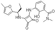 结构式 CAS# 473727-83-2, Sch 527123; 3-[[3-[(二甲基氨基)羰基]-2-羟基苯基]氨基]-4-[[(R)-1-(5-甲基呋喃-2-基)丙基]氨基]-3-环丁烯-1,2-二酮