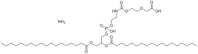 structure of CAS# 474922-20-8, DSPE-PEG2000-COOH;1,2-Distearoyl-sn-glycero-3-phosphoethanolaMine-N-[carboxy(polyethylene glycol)-2000] (ammonium salt);azane;2-[2-[2-[2,3-di(octadecanoyloxy)propoxy-hydroxyphosphoryl]oxyethylcarbamoyloxy]ethoxy]acetic acid