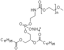 alpha-[(9R)-6-Hydroxy-6-oxido-1,12-dioxo-9-[(1-oxooctadecyl)oxy]-5,7,11-trioxa-2-aza-6-phosphanonacos-1-yl]-omega-methoxypoly(oxy-1,2-ethanediyl) ammonium salt molecular structure (CAS 474922-77-5)